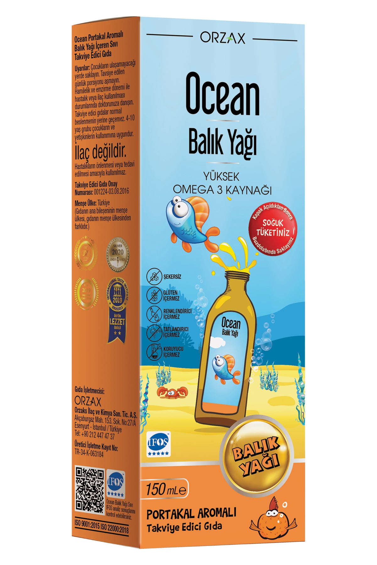 Ocean Omega 3 Portakallı Balık Yağı Şurubu 150 ml