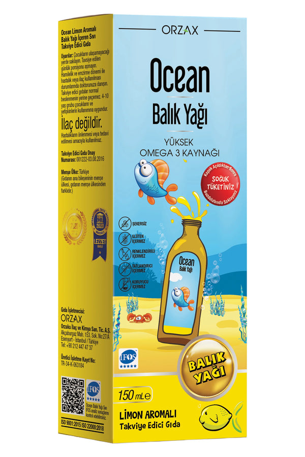 Ocean Omega 3 Limonlu Balik Yagi Surubu 150 ml
