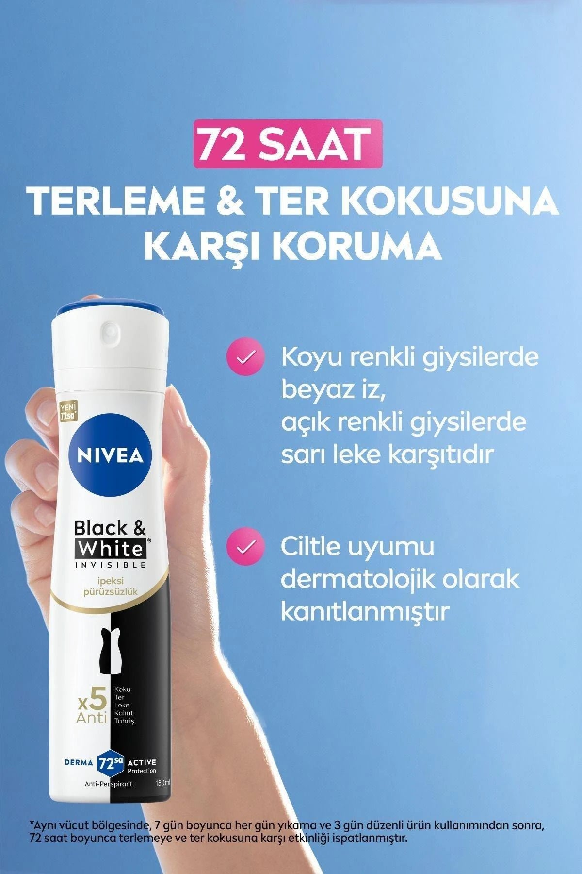 Nivea Black White Invisible İpeksi Pürüzsüzlük Deodorant 150 ml 3 Adet