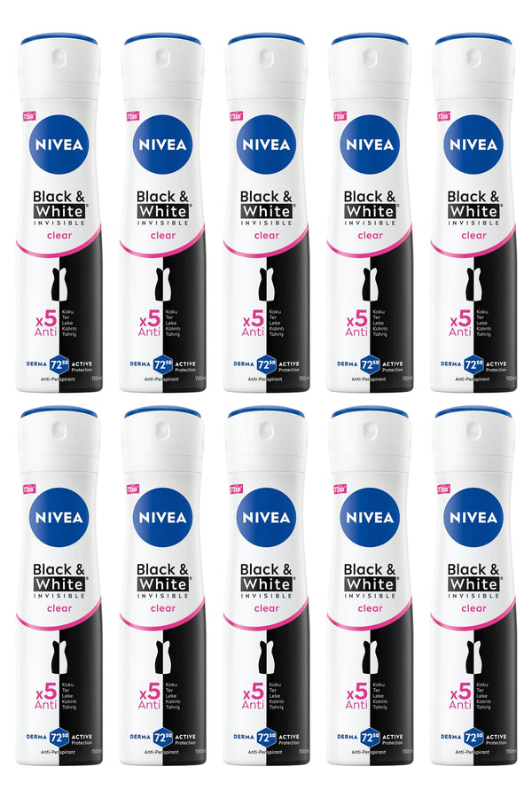 Nivea Black White Invisible Clear Deodorant 150 ml 10 Adet