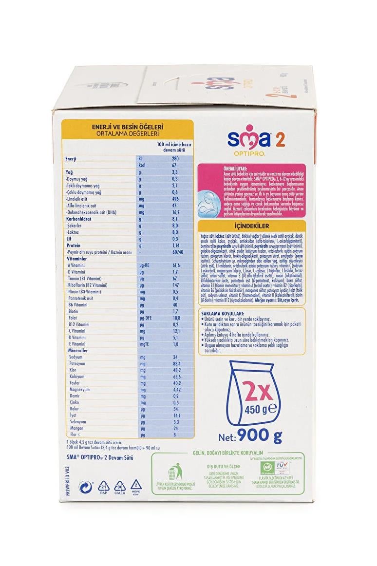 SMA Optipro 2 Probiyotik Devam Sütü 6-12 Ay 900 gr