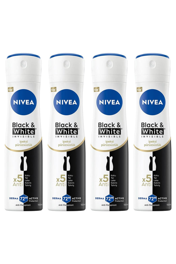 Nivea Black White Invisible İpeksi Pürüzsüzlük Deodorant 150 ml 4 Adet