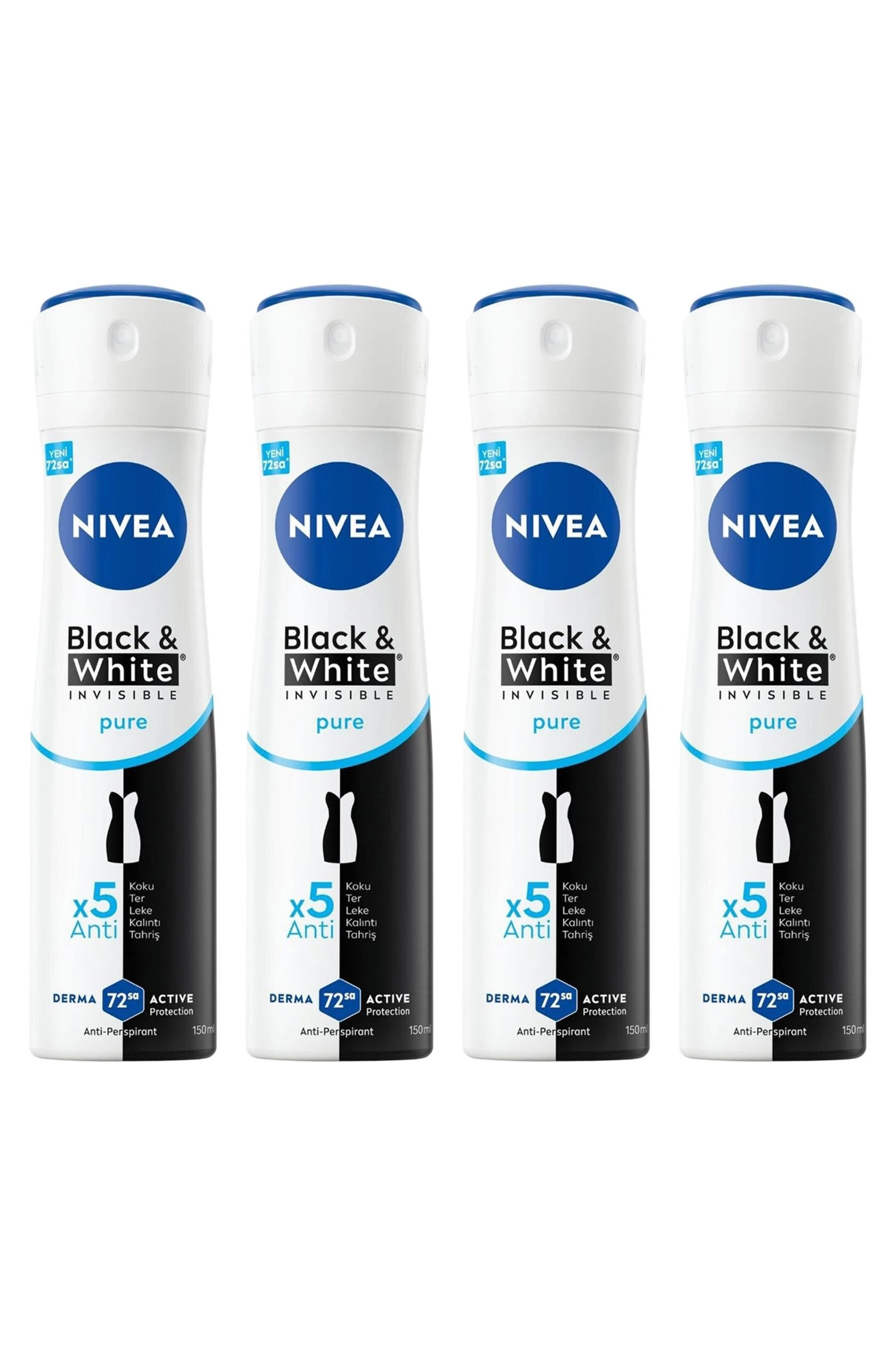 Nivea Black White Invisible Pure Deodorant 150 ml 4 Adet