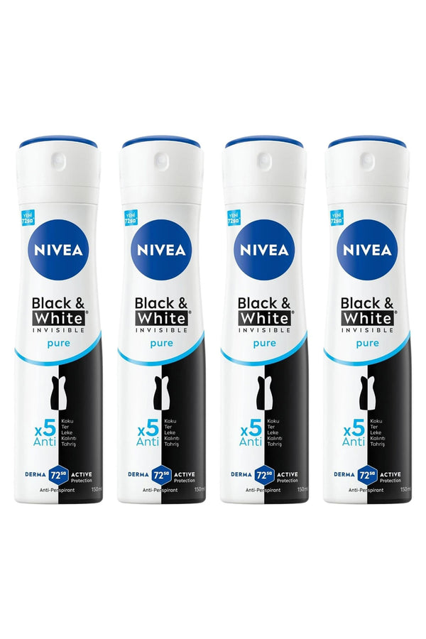 Nivea Black White Invisible Pure Deodorant 150 ml 4 Adet