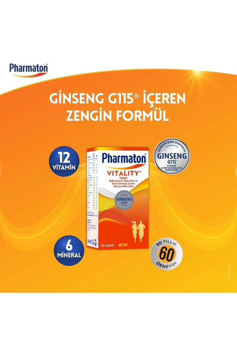 Pharmaton Vitality 30 Tablet 4 Adet
