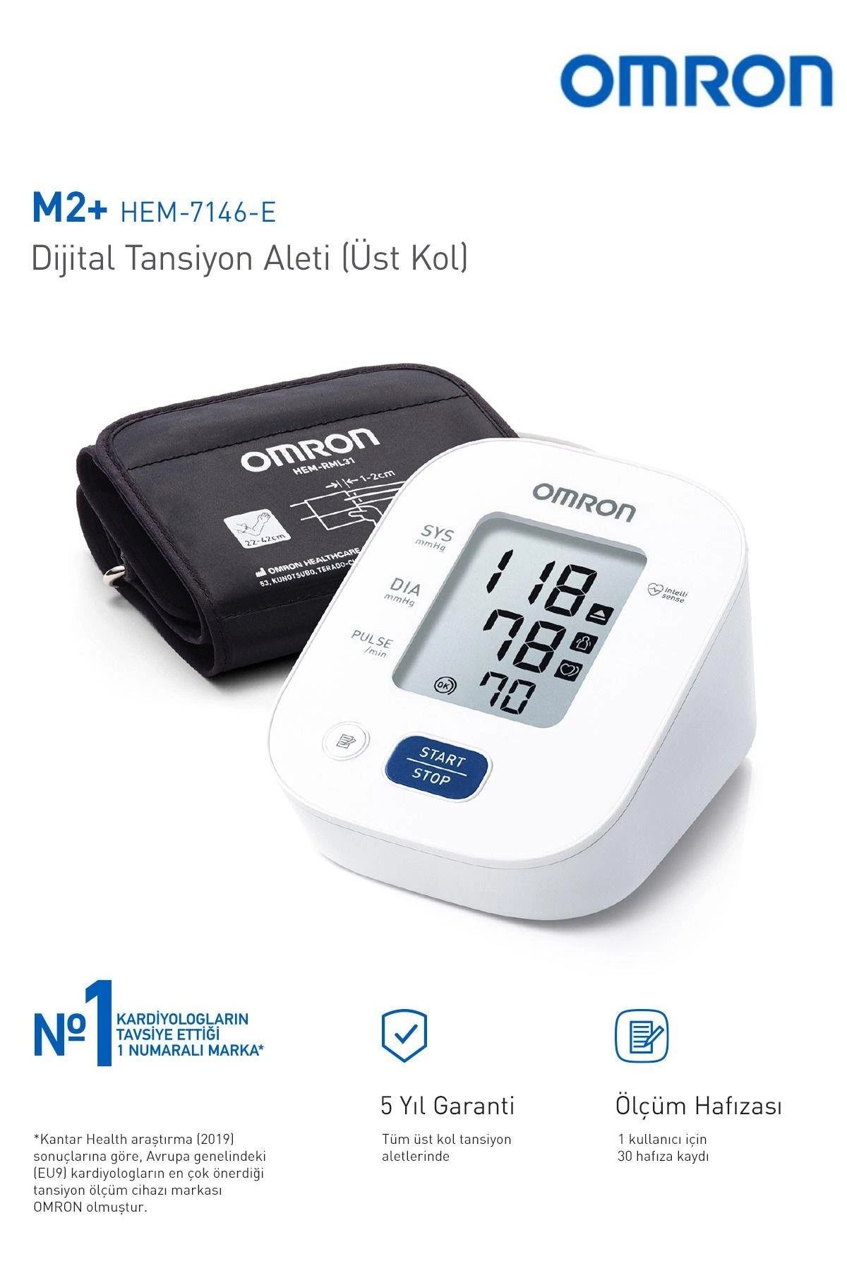 Omron M2+ Digital Koldan Ölçer Tansiyon Aleti