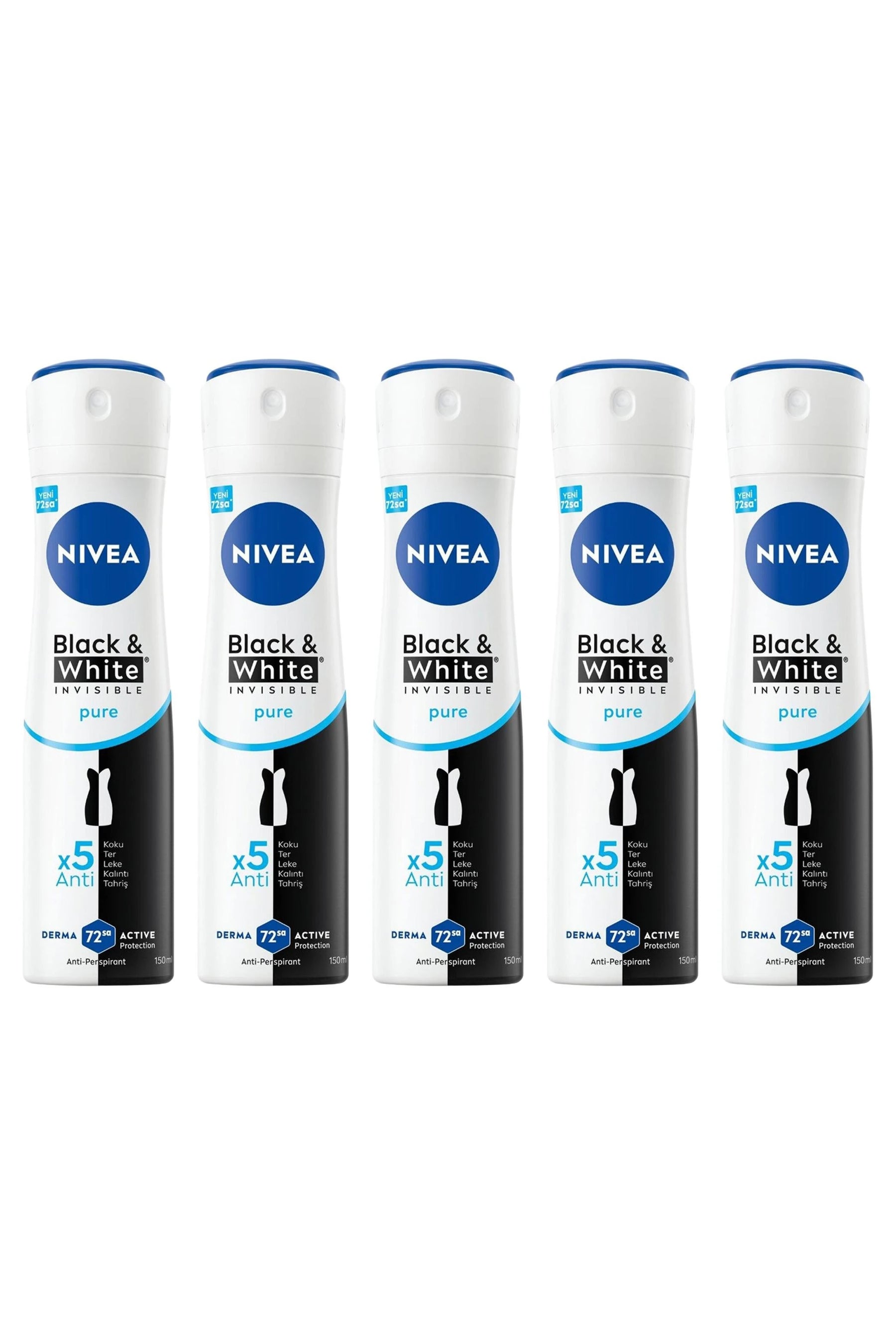 Nivea Black White Invisible Pure Deodorant 150 ml 5 Adet