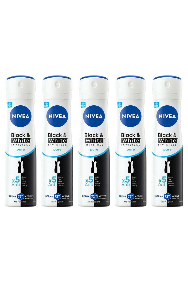 Nivea Black White Invisible Pure Deodorant 150 ml 5 Adet