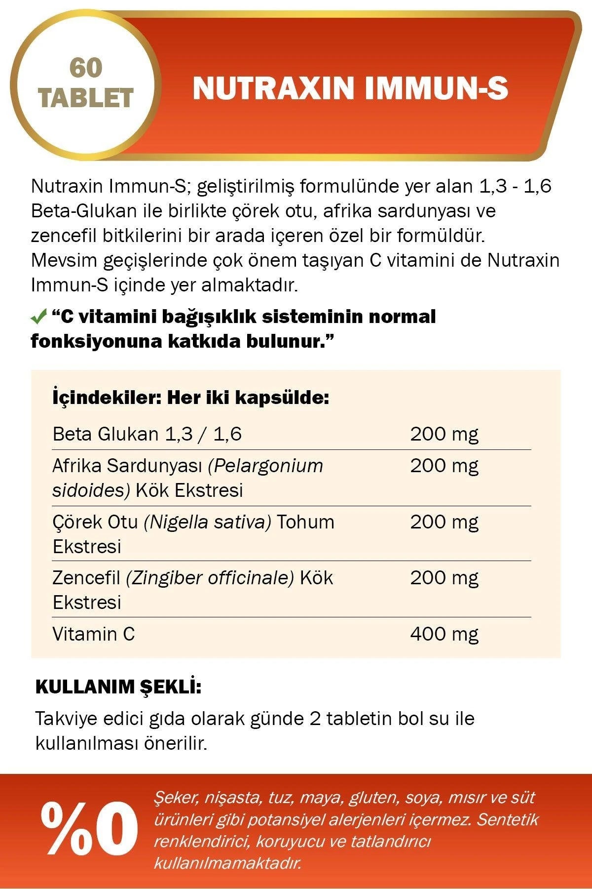 Nutraxin Plus Immun-S Beta Glukan 60 Tablet