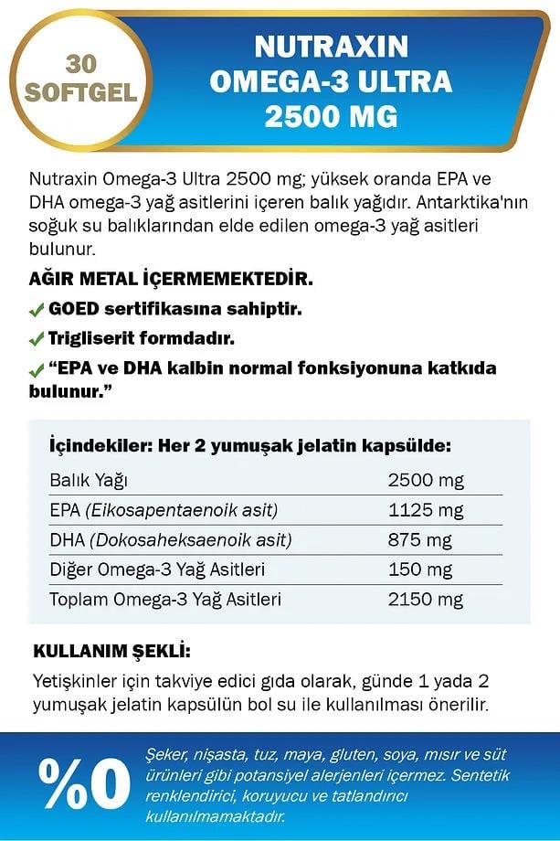 Nutraxin Omega-3 Ultra 2500 mg 30 Softjel