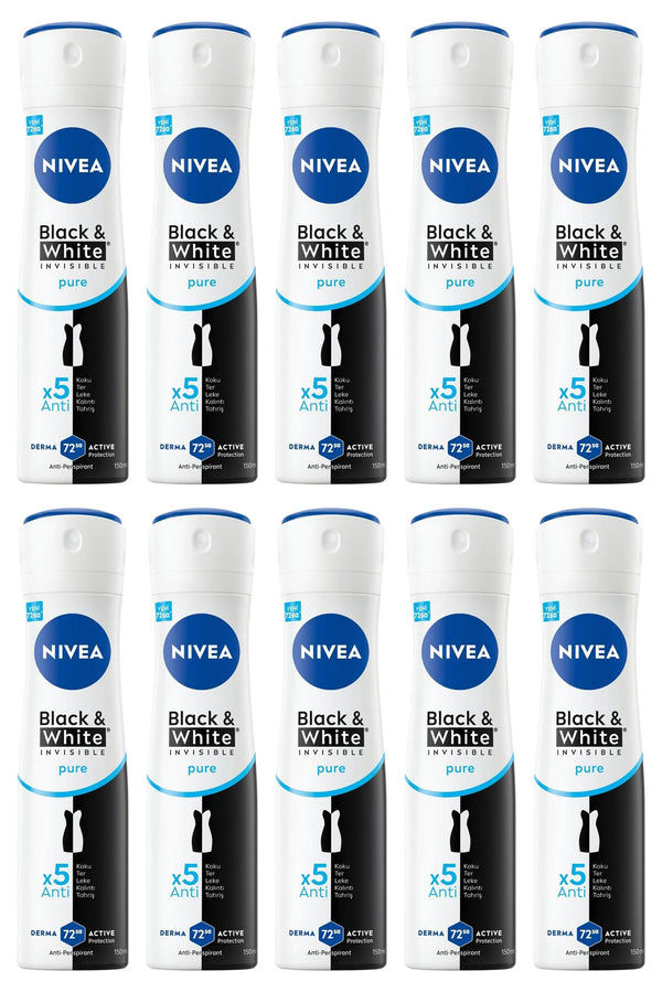 Nivea Black White Invisible Pure Deodorant 150 ml 10 Adet