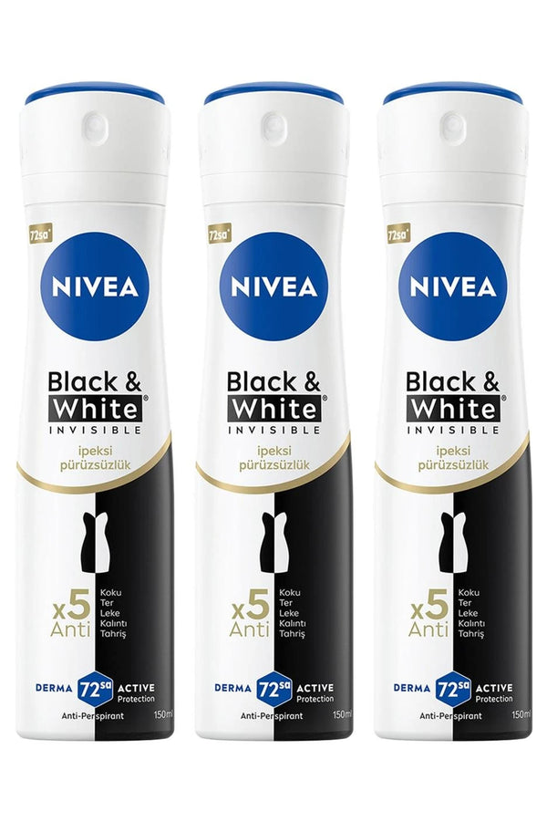 Nivea Black White Invisible İpeksi Pürüzsüzlük Deodorant 150 ml 3 Adet