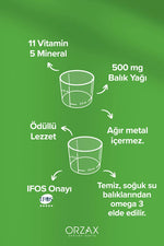 Ocean Multi Vitamin Mineral Balık Yağı Bal ve Portakal Aromalı 150 ml 3 Adet