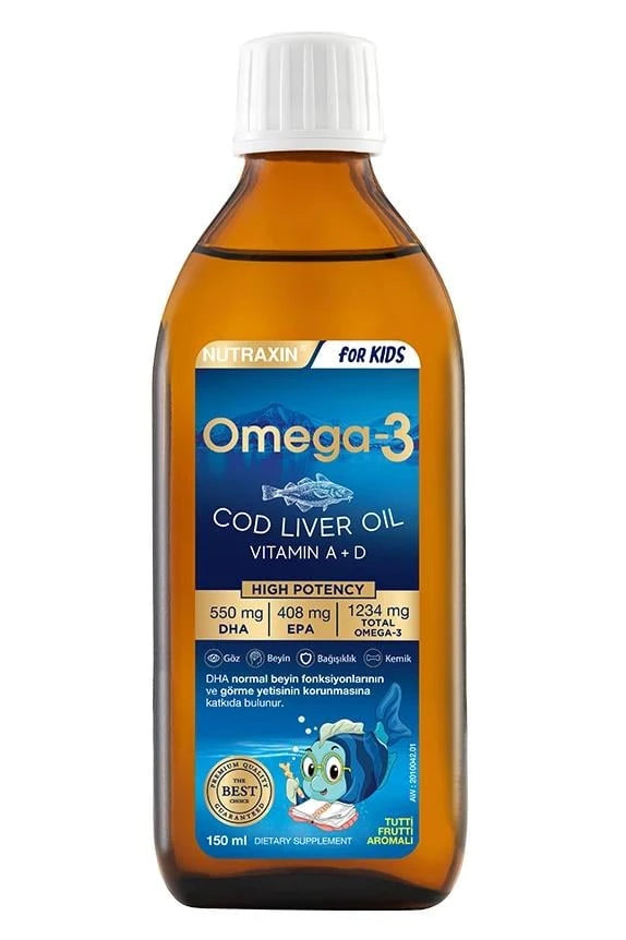 Nutraxin For Kids Omega 3 Cod Liver Oil Çocuklar için 150 ml
