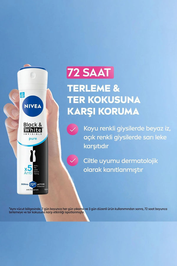 Nivea Black White Invisible Pure Deodorant 150 ml 5 Adet