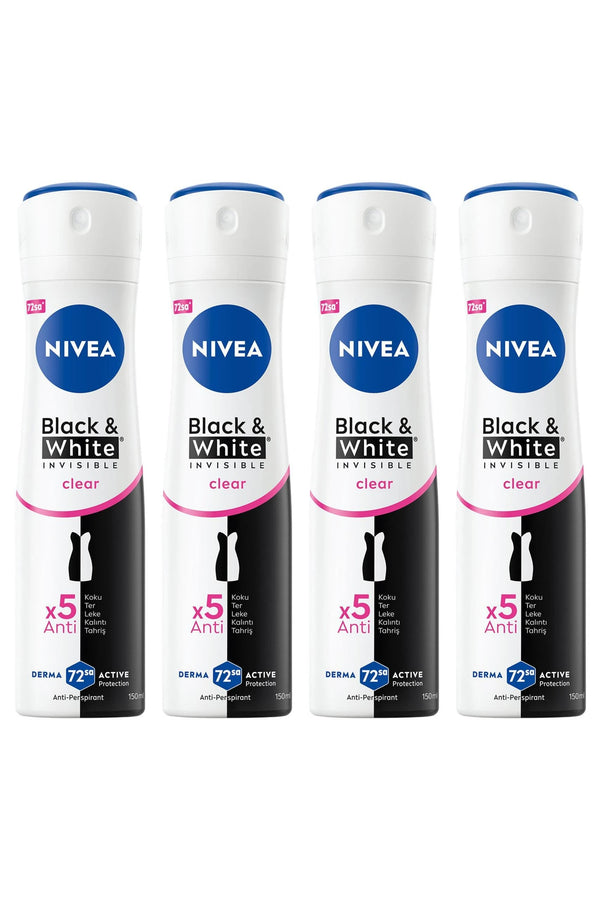 Nivea Black White Invisible Clear Deodorant 150 ml 4 Adet