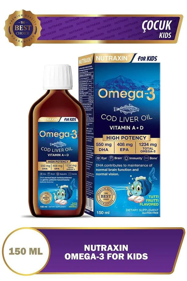 Nutraxin For Kids Omega 3 Cod Liver Oil Çocuklar için 150 ml