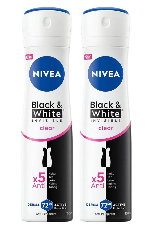 Nivea Black White Invisible Clear Deodorant 150 ml 2 Adet