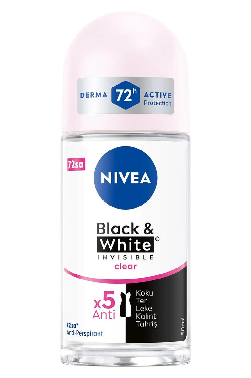 Nivea Black White Invisible Clear Roll On 50 ml