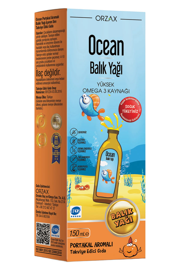 Ocean Omega 3 Portakallı Balık Yağı Şurubu 150 ml