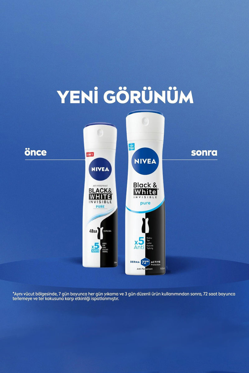 Nivea Black White Invisible Pure Deodorant 150 ml 5 Adet