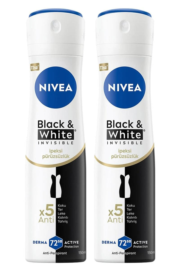 Nivea Black White Invisible İpeksi Pürüzsüzlük Deodorant 150 ml 2 Adet