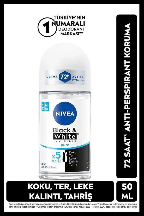 Nivea Black White Invisible Pure Roll On 50 ml