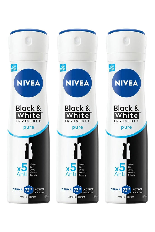 Nivea Black White Invisible Pure Deodorant 150 ml 3 Adet