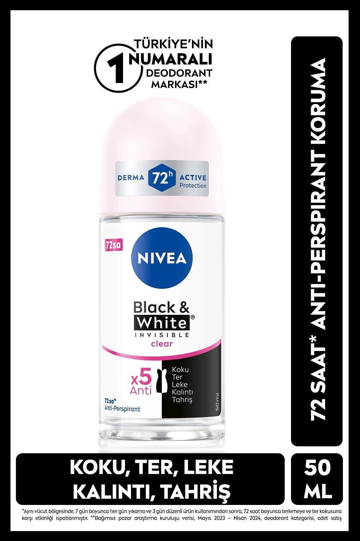 Nivea Black White Invisible Clear Roll On 50 ml