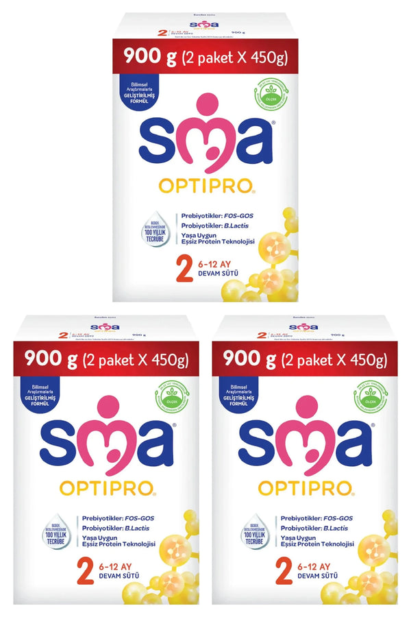 SMA Optipro 2 Probiyotik Devam Sütü 6-12 Ay 900 gr 3'lü